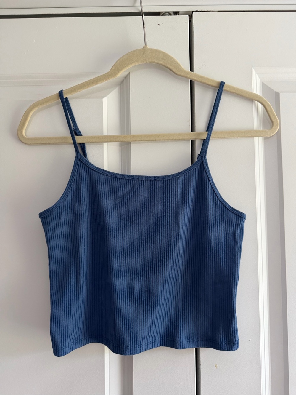 AE Women's Ribbed Blue Spaghetti Strap Tank Top